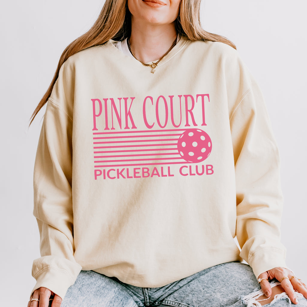 Retro Pink Court Pickleball Club Sweatshirt