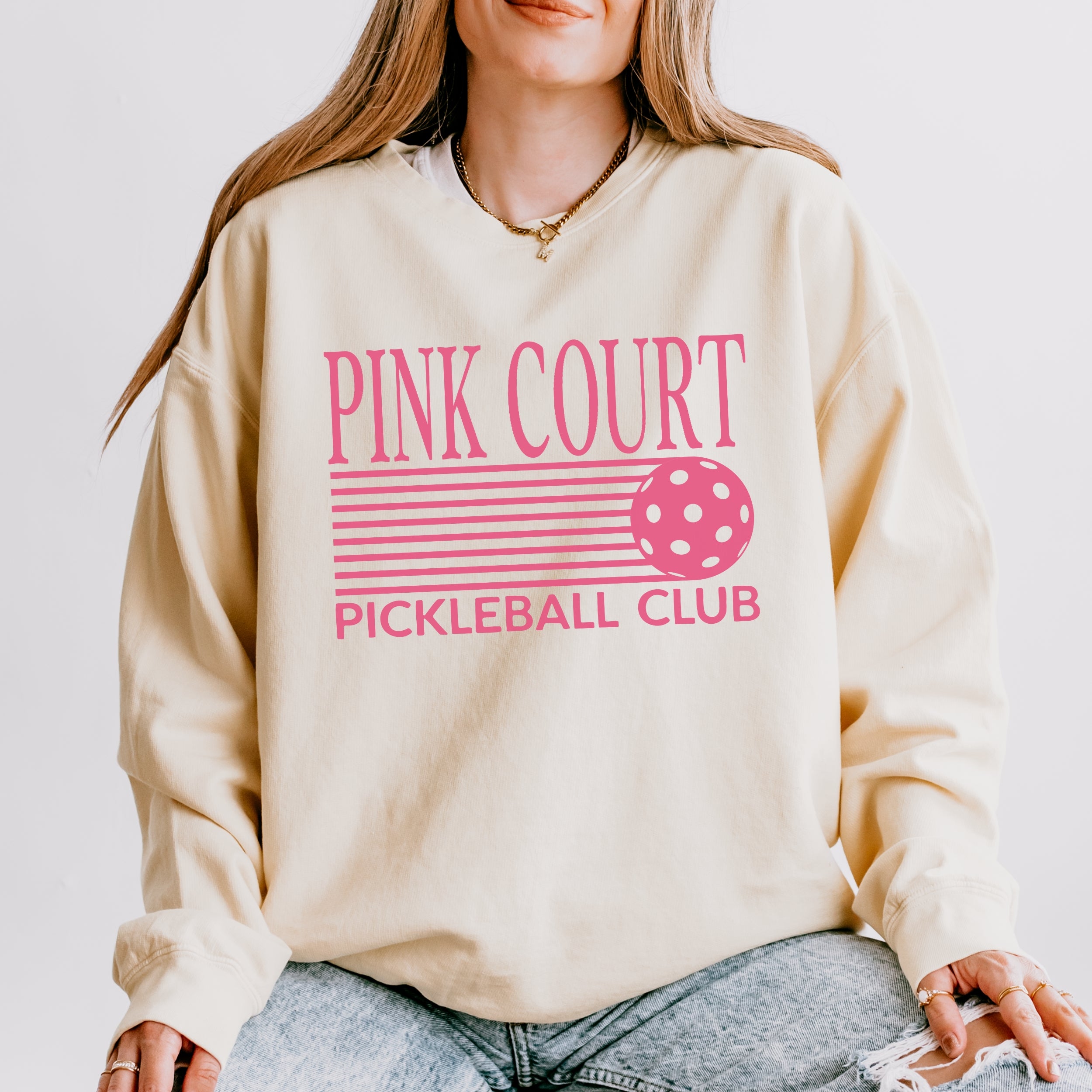 Retro Pink Court Pickleball Club Sweatshirt