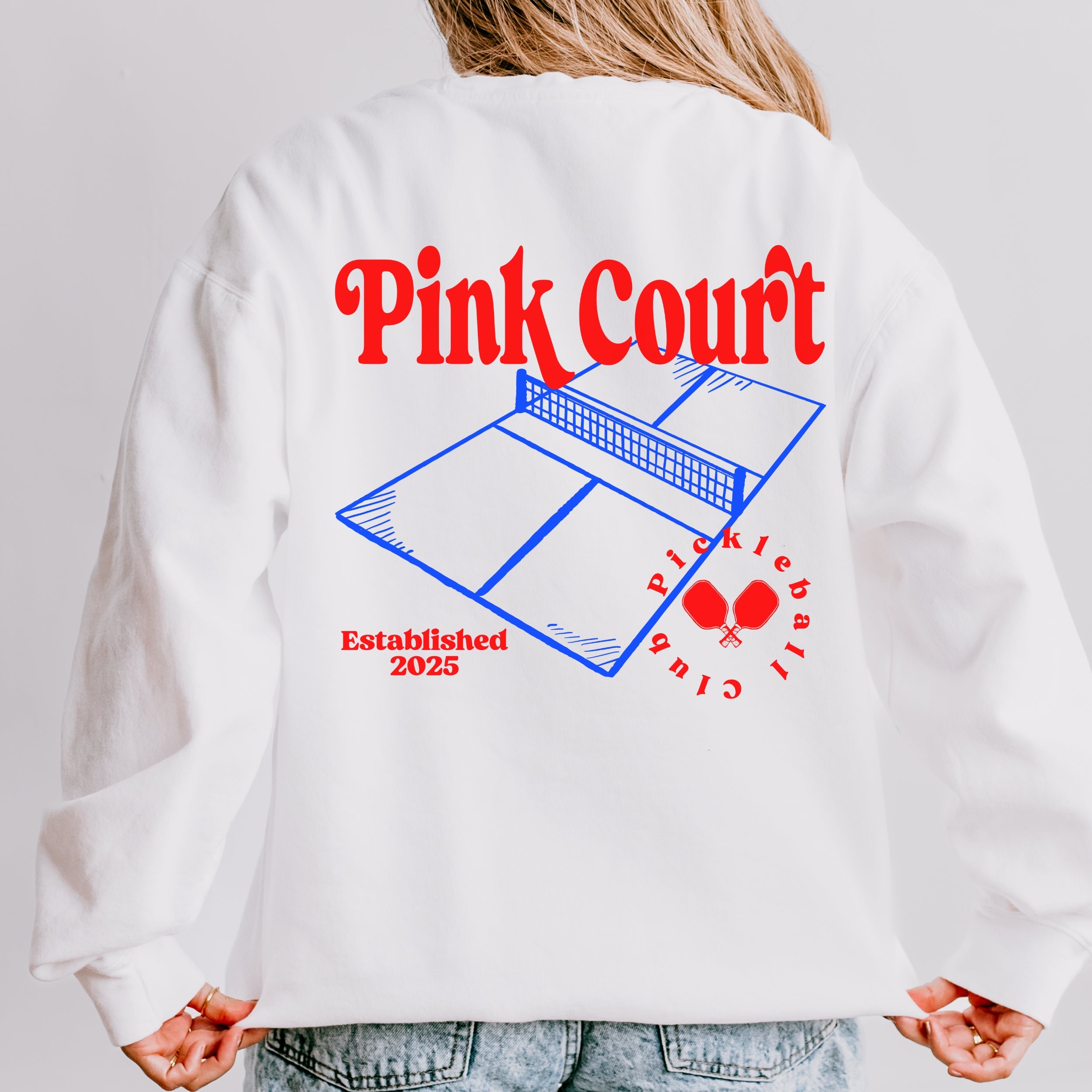 Pink Court Pickleball Club Stamp Sweatshirt