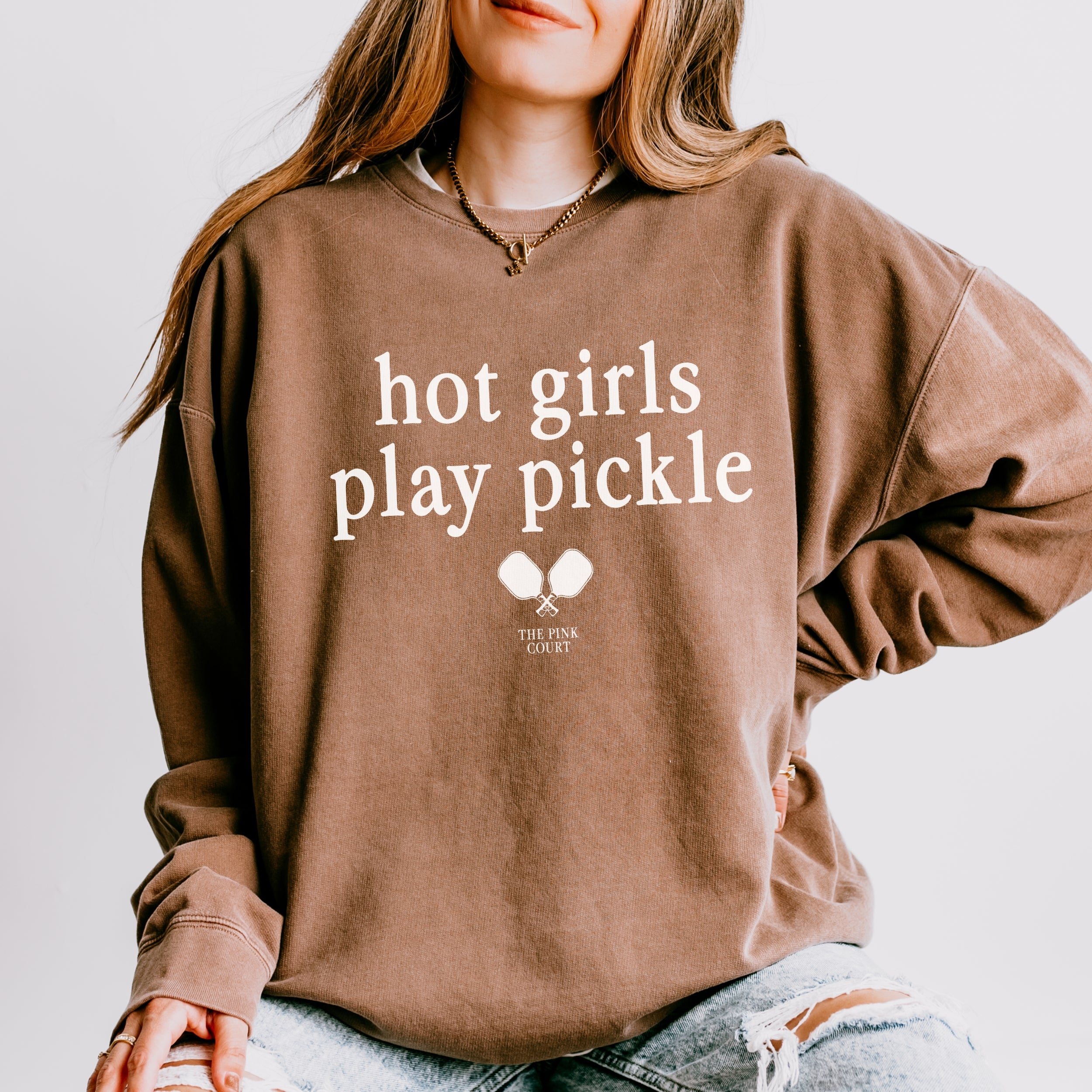 Hot Girls Play Pickle Sweatshirt (Espresso/White)